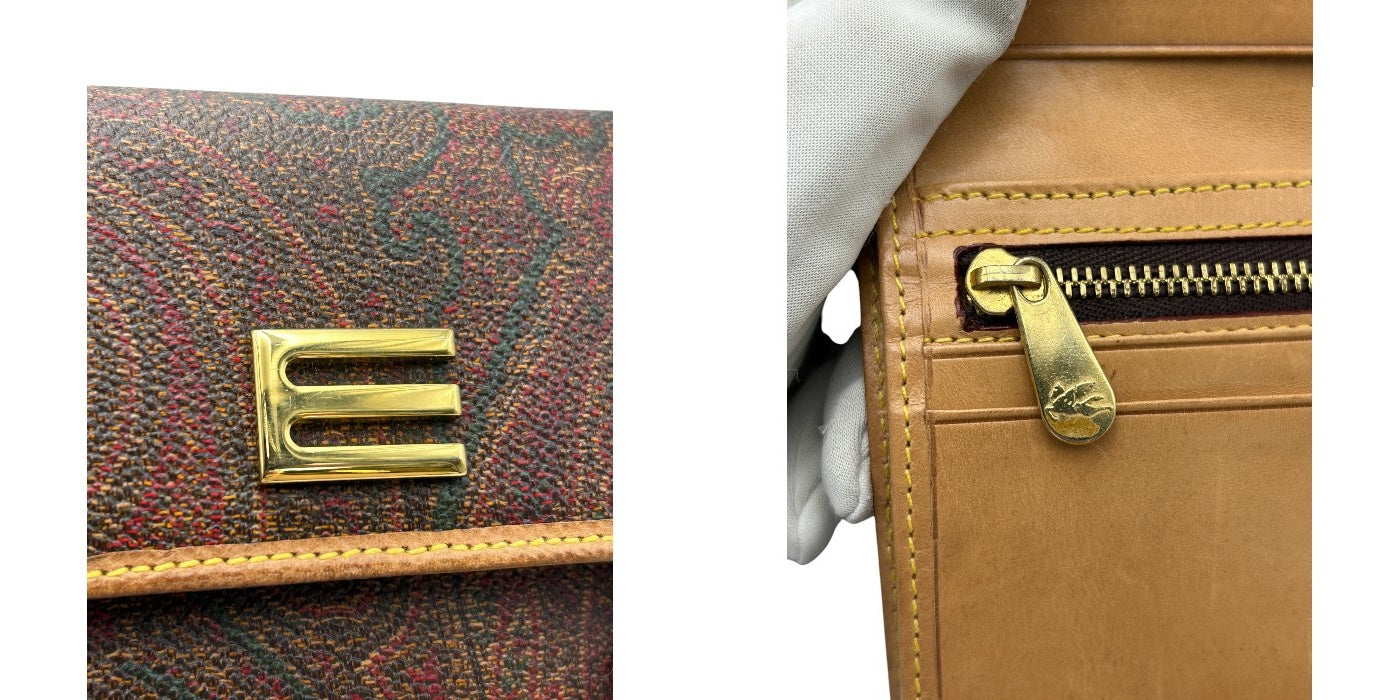 ETRO エトロ 二つ折り 財布 レディース ペイズリー柄 コンパクト 札入れ 小銭入れ 中古 W４