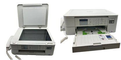 ブラザー プリンター A4 インクジェット複合機 MFC-J738DN FAX 電話機 子機1台付き 無線LAN brother プリビオ ファックス コピー ホワイト 中古 W４