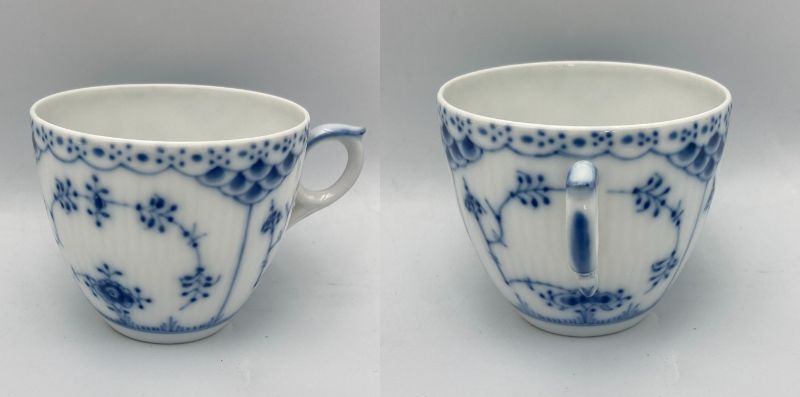 ROYAL COPENHAGEN ロイヤルコペンハーゲン ブルーフルーテッド ハーフレース カップ＆ソーサー 中古 D4