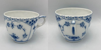 ROYAL COPENHAGEN ロイヤルコペンハーゲン ブルーフルーテッド ハーフレース カップ＆ソーサー 中古 D4