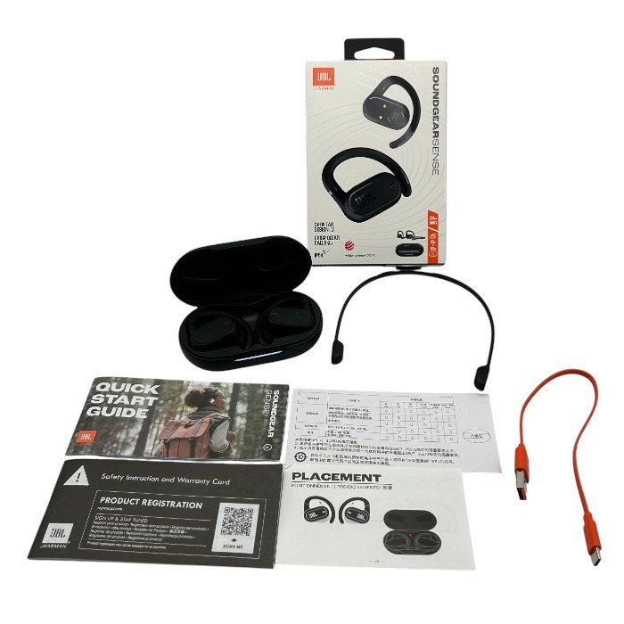 JBL ジェイビーエル SOUNDGEAR SENSE ワイヤレス イヤホン ブラック Bluetooth ブルートゥース オープンイヤー IP54防水 耳を塞がない 音漏れ防止 中古 W４