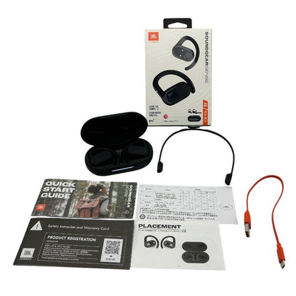 JBL ジェイビーエル SOUNDGEAR SENSE ワイヤレス イヤホン ブラック Bluetooth ブルートゥース オープンイヤー IP54防水 耳を塞がない 音漏れ防止 中古 W４