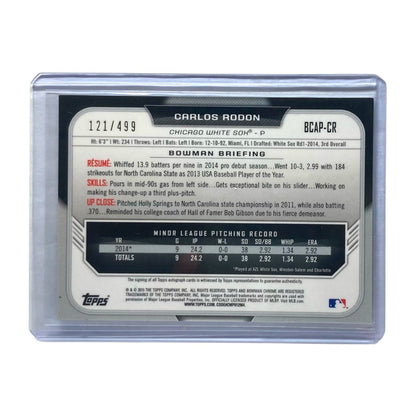 TOPPS MLBカード BOWMAN CHROME 1ST CARLOS RODON CHICAGO WHITE SOX /499 #BCAP-CR 中古 IT2