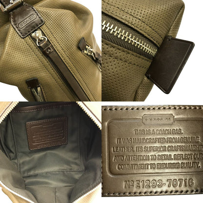 COACH コーチ トンプソン ボディバッグ メンズ パンチング レザー スリングバッグ カーキ 70716 中古 T1
