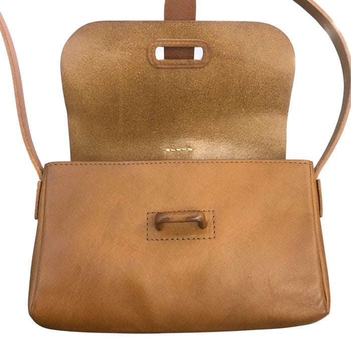 genten ゲンテン ヌオーバ ショルダーバッグ ユニセックス レザー サドルベルト コンパクト 横型 斜め掛け ブラウン 中古 T1