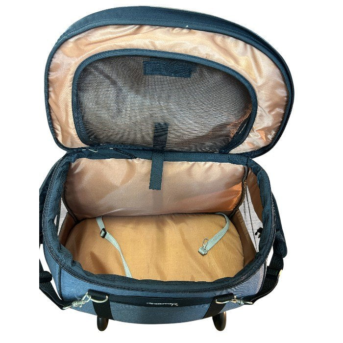 ファンタジーワールド コンパクトな多機能 ペットカート スイートハート リュックタイプ デニム 折りたたみ 小型犬 12kgまで リュック 手提げ 中型犬 中古 W４