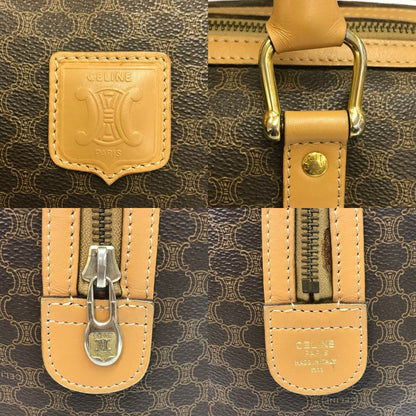 CELINE セリーヌ ボストンバッグ レディース マカダム柄 PVC ハンドバッグ ブラウン 中古 T1
