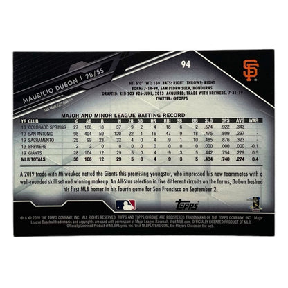 TOPPS MLBカード CHROME MAURICIO DUBON SAN FRANCISCO GIANTS #94 中古 IT2