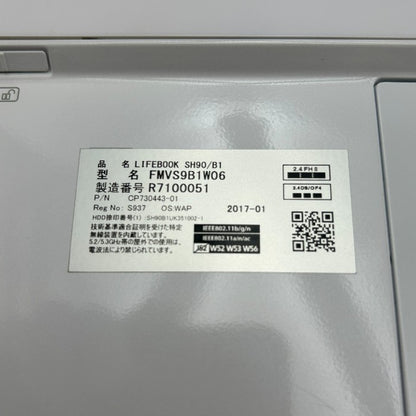 ジャンク品 富士通 LIFEBOOK SH90/B1 ノートパソコン FMVS9B1W06 FUJITSU 家電 パソコン Windows10 Home 中古 W４