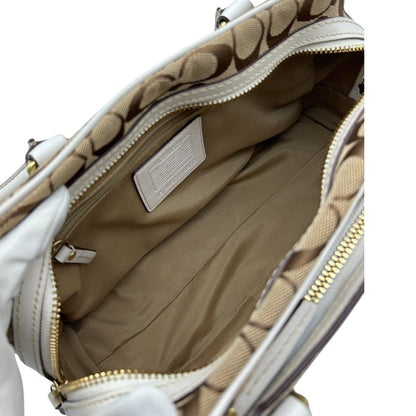 COACH コーチ シグネチャー トート バッグ 10532 鞄 ブランド レディース ホワイト 中古 W４