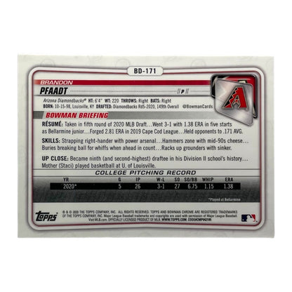 TOPPS MLBカード BOWMAN CHROME 1ST BRANDON PFAADT ARIZONA DIAMONDBACKS #BD-171 中古 IT2