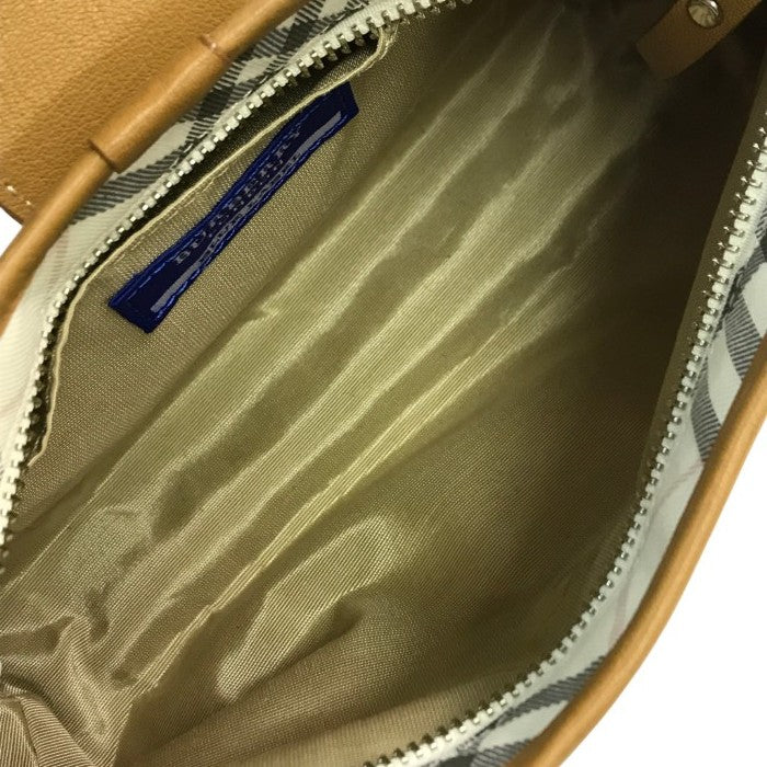 BURBERRY BLUE LABEL バーバリー ブルーレーベル ショルダーバッグ レディース コットン/レザー キャンバス 斜め掛け チェック柄 ベージュ ZA428-502-41 中古 T1
