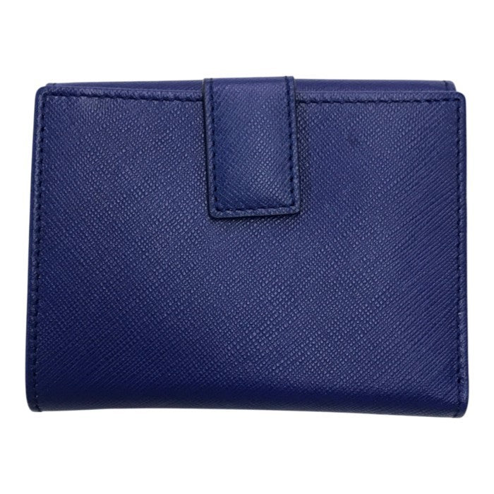 Salvatore Ferragamo フェラガモ 財布 レディース 二つ折り ダブルホック レザー ガンチーニ コンパクトウォレット ゴールド金具 ブルー 中古 T1