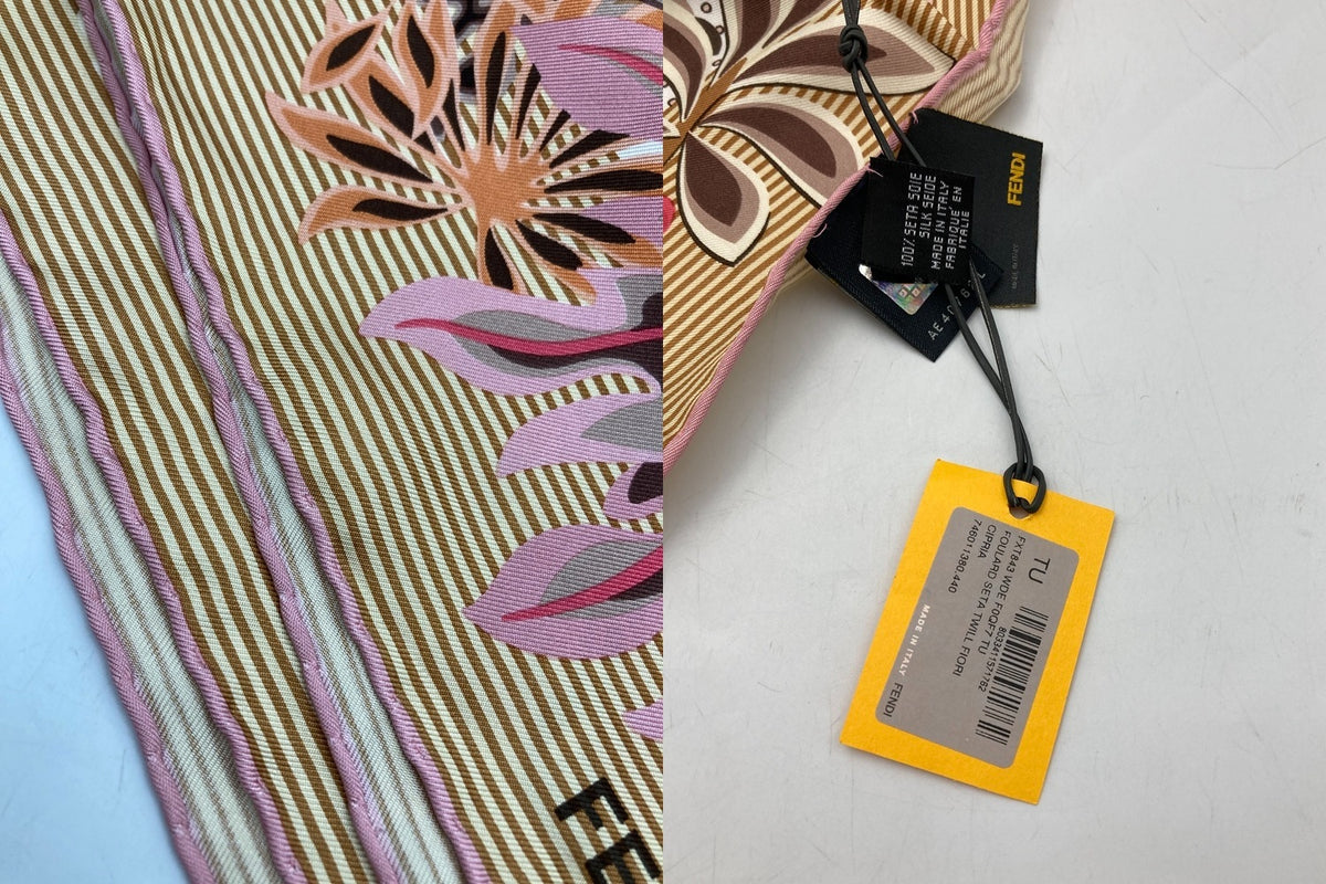 FENDI フェンディ ボタニカル柄 シルクツイル スカーフ 中古 D4