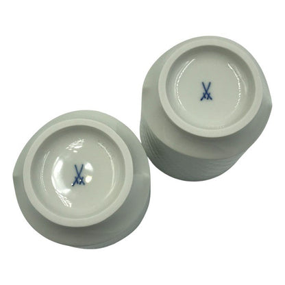 Meissen マイセン 波の戯れ スモールタンブラー ペア 270ml 2個セット ホワイト 白磁 シンプル 湯呑 000000/55405 中古 T1