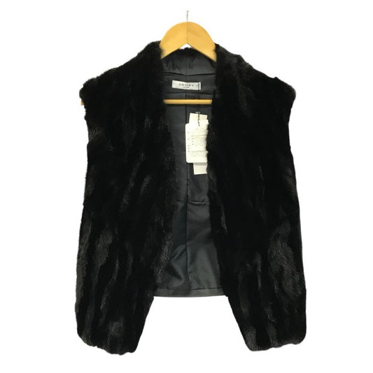 ADORE ミンクファー ジレ レディース リアルファー レザー ベスト 毛皮 38サイズ ブラック 中古 T1