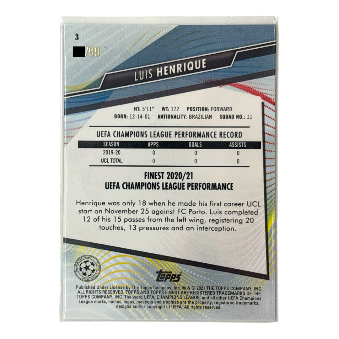 TOPPS サッカーカード FINEST LUIS HENRIQUE OLYMPIQUE DE MARSEILLE /99 #3 中古 IT1