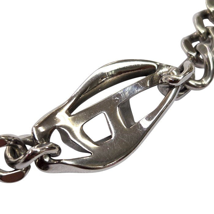 DIESEL ディーゼル ネックレス メンズ ステンレススチール ロゴ 喜平チェーン シルバー D1412040 中古 T1