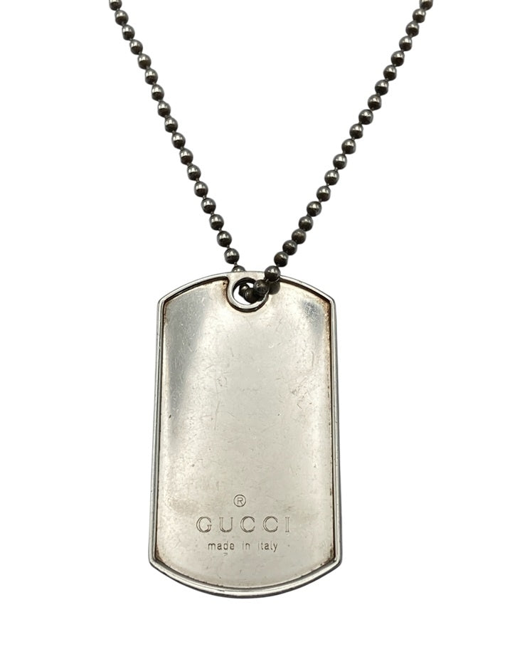 GUCCI グッチ ドッグタグ プレート ネックレス シルバー925 中古 D4