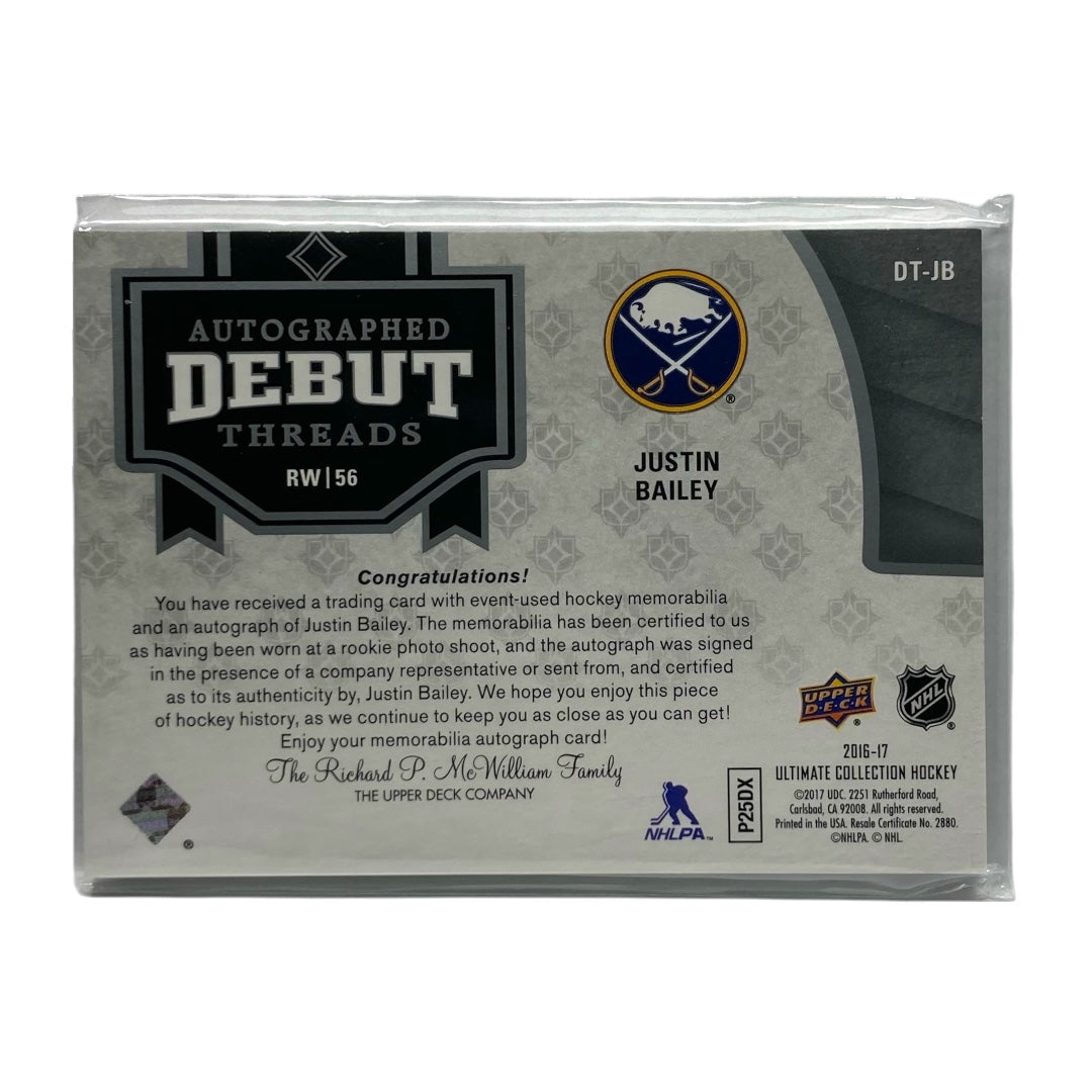 UPPER DECK NHLカード ULTIMATE COLLECTION JUSTIN BAILEY SABRES 07/99 #DT-JB 中古 IT2