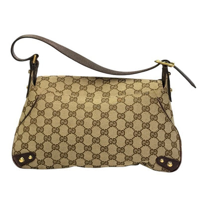 GUCCI グッチ GGキャンバス ショルダーバッグ レディース ホースビット フラップ ベージュ/ブラウン 131474 中古 T1