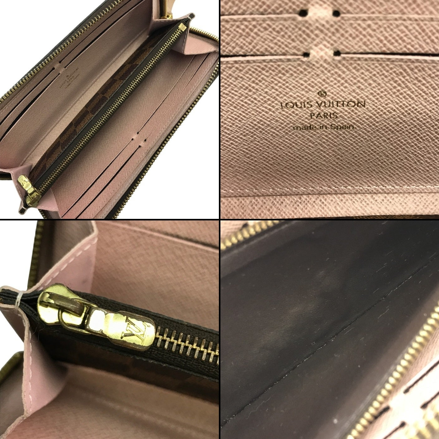LOUIS VUITTON ルイヴィトン ポルトフォイユ クレマンス ダミエ 長財布 レディース ラウンドジップ クラッチバッグ ローズ・バレリーヌ N41626 中古 T1