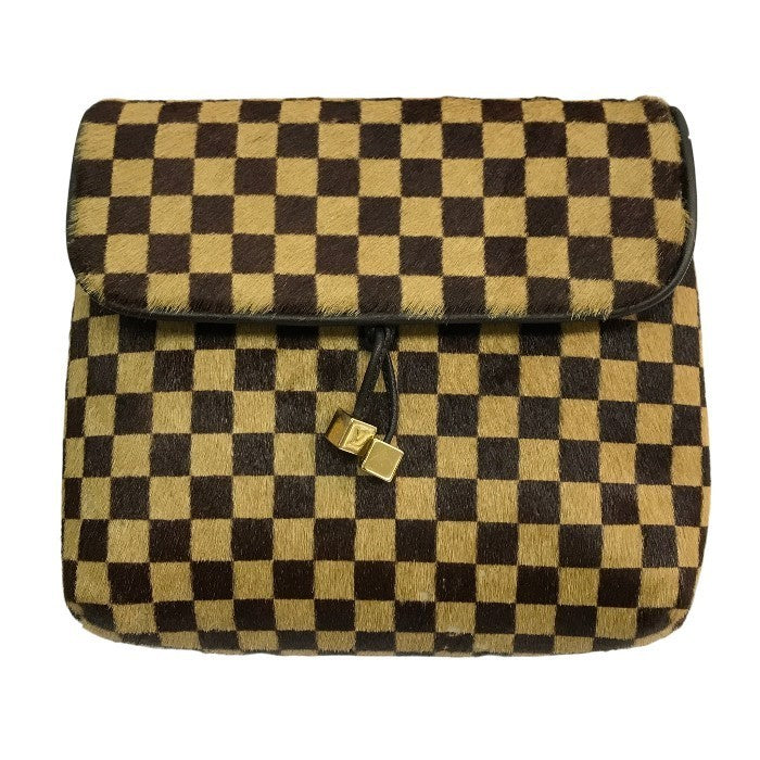 LOUIS VUITTON ルイヴィトン ダミエ ソバージュガゼル ショルダーバッグ レディース ハラコ レザー 斜め掛け ポシェット ブラウン M92130 中古 T1