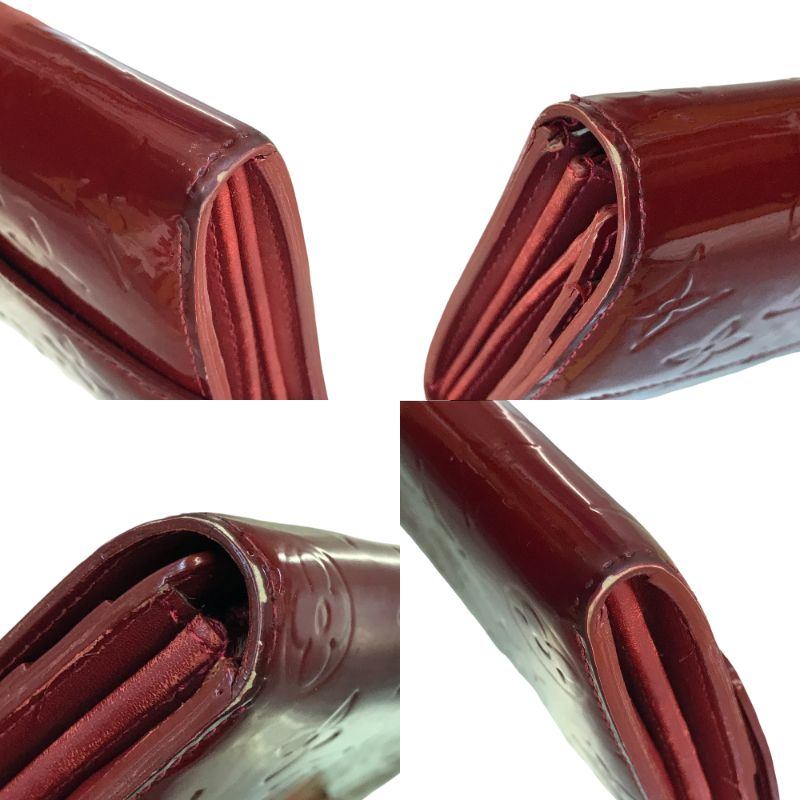 LOUIS VUITTON ルイヴィトン ヴェルニ ポルトフォイユ サラ 長財布 レディース 二つ折り ボタン エナメル ポムダムール M93530 中古 T1