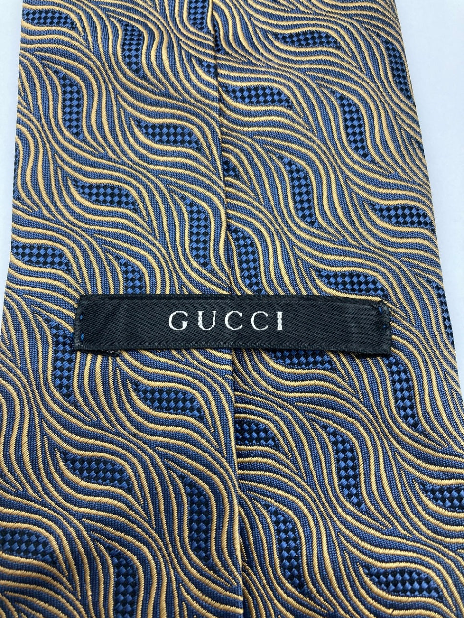GUCCI グッチ 波模様 ネクタイ シルク100％ 中古 D4