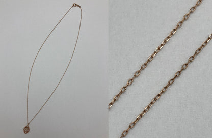 K10PG ダイヤ0.01ct 菱形クローバー ネックレス 中古 D4