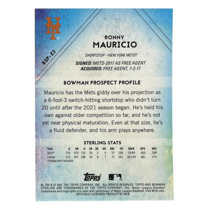 TOPPS MLBカード BOWMAN STERLING RONNY MAURICIO NEW YORK METS /99 #BSP-23 中古 IT2