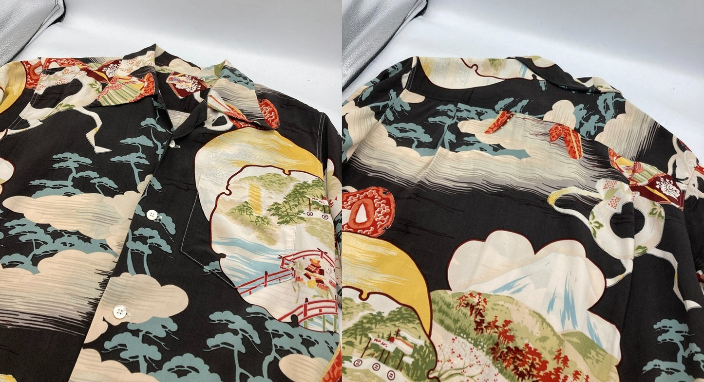 SUN SURF サンサーフ アロハシャツ 「SAMURAI THE BATTLEFIELD（合戦）」 SS32165 メンズ サイズS 中古 D4