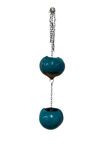 庄堂造 トルコ青 釣生 花器 中古 D4