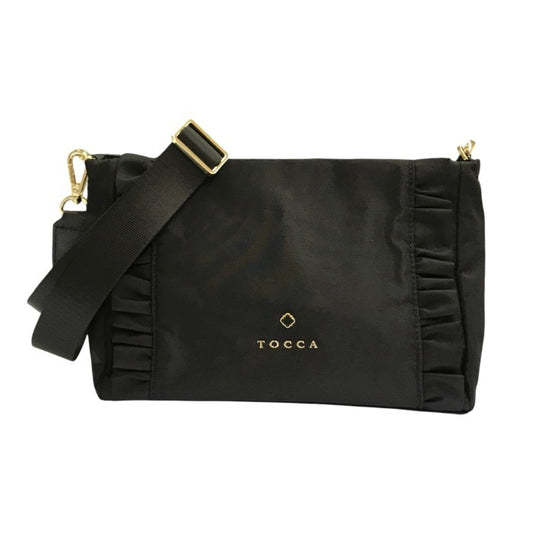 TOCCA トッカ TRIM WAVES POCHETTE ショルダーバッグ レディース フリル 斜め掛け 軽量 ポシェット ブラック 中古 T1