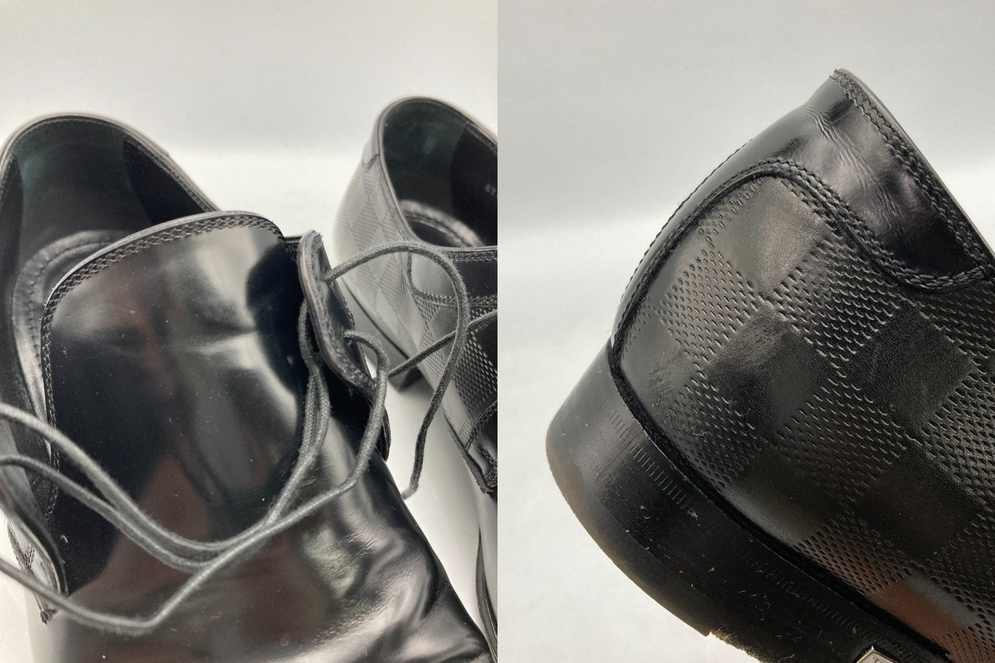 LOUIS VUITTON ルイヴィトン ダミエ ドレスシューズ サイズ7M メンズ 中古 D4