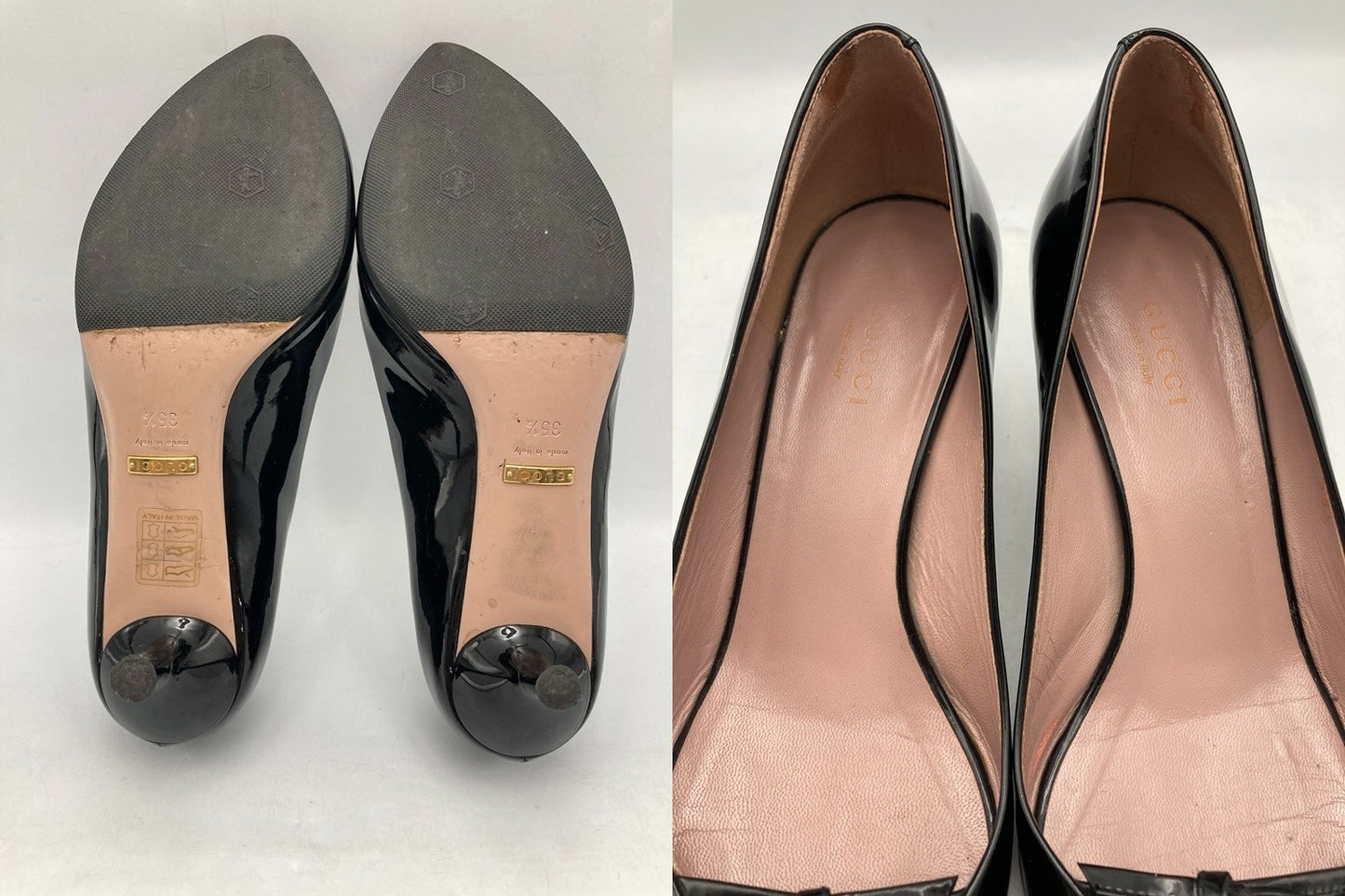 GUCCI グッチ パテントレザー ポインテッドトゥ パンプス 323516 ブラック サイズ35 1/2 レディース 中古 D4