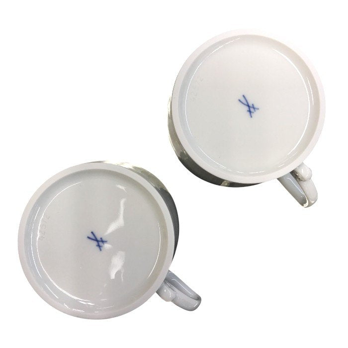 Meissen マイセン ロイヤルブロッサム カップ＆ソーサー 180ml ペア 2客 ホワイト コーヒー 立体 花レリーフ C/S 中古 T1