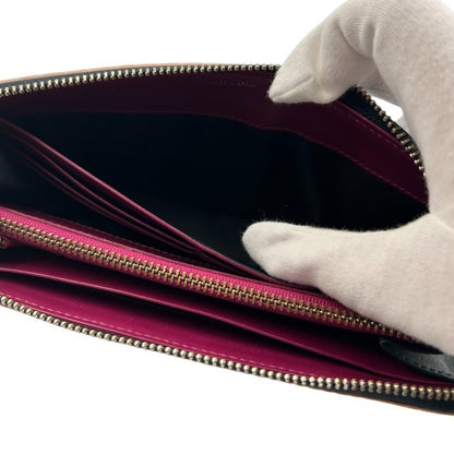 Paul Smith ポールスミス No.9 長財布 メンズ エンボス レザー L字ファスナー ネイビー/レッド/グリーン 本革 カード入れ 小銭入れ 札入れ 中古 W1