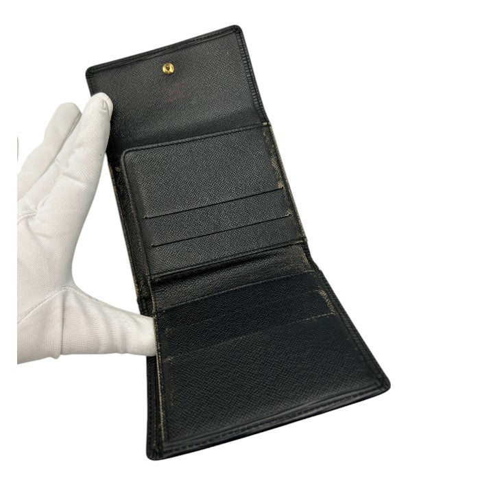ルイ ヴィトン LOUIS VUITTON エピ ポルト モネ ビエ カルト クレディ 2つ折 ダブルホック 財布 ブラック M63482 コンパクト 小銭入れ 札入れ カード入れ ブランド 中古 W４