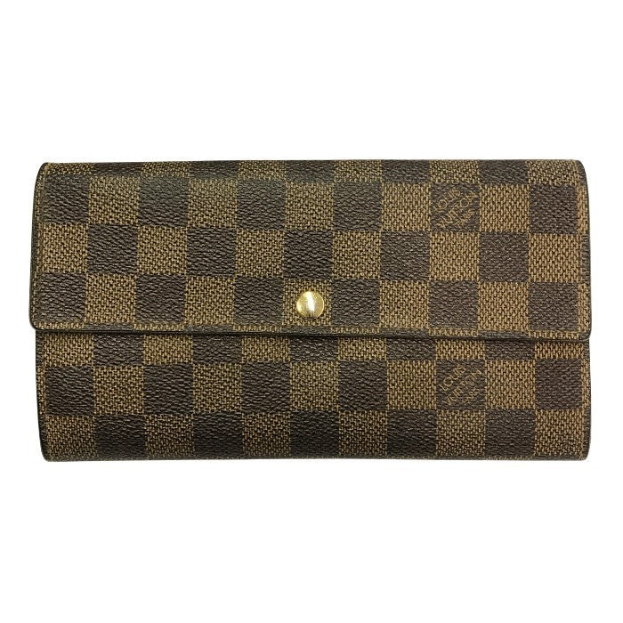 LOUIS VUITTON ルイヴィトン ダミエ エベヌ ポルトフォイユサラ 長財布 2つ折り 旧型 ブラウン N61734 中古 T1