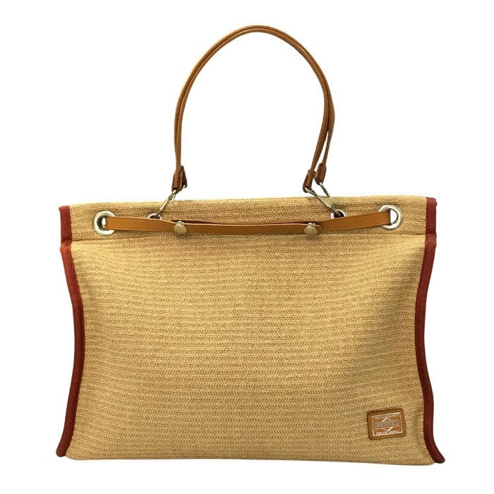 PORTER GIRL ポーター MARCHE SAC トートバッグ L レディース カゴバッグ 内生地ストライプ ベージュ/レッド 745-09325 中古 T1