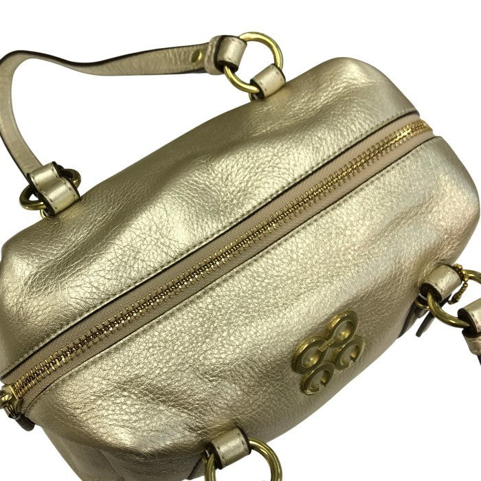 COACH コーチ ミニボストンバッグ レディース レザー ハンドバッグ オプアート メタリックゴールド 45524 中古 T1