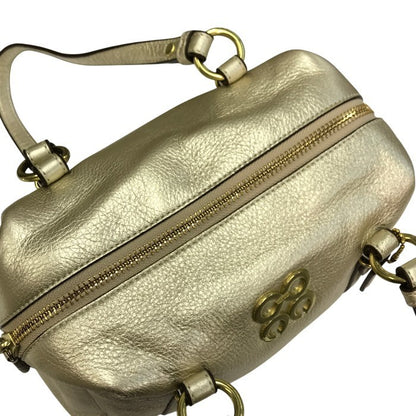 COACH コーチ ミニボストンバッグ レディース レザー ハンドバッグ オプアート メタリックゴールド 45524 中古 T1