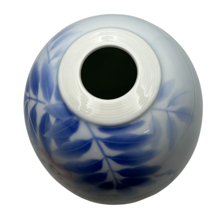 深川製磁 花瓶 下り藤 鳥 有田焼 インテリア 花瓶 中古 W４