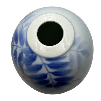 深川製磁 花瓶 下り藤 鳥 有田焼 インテリア 花瓶 中古 W４
