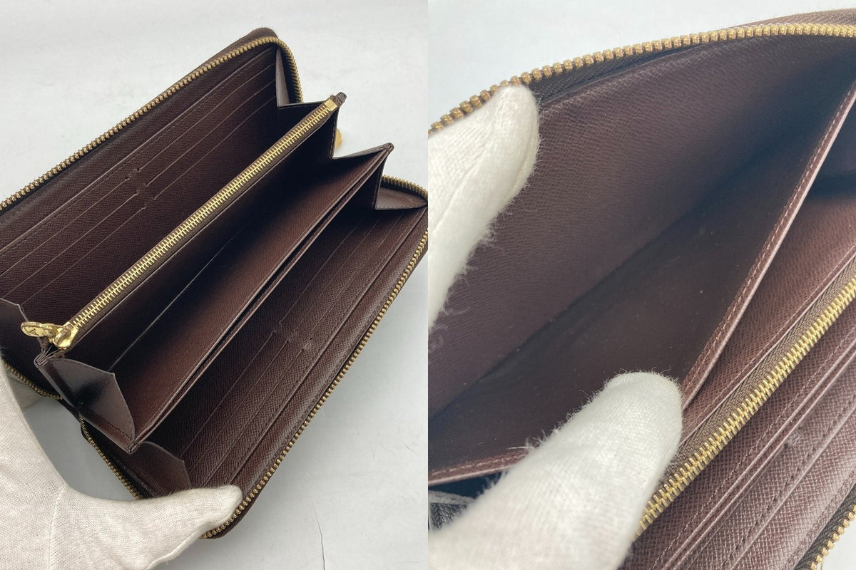LOUIS VUITTON ルイヴィトン ダミエ エベヌ ジッピーウォレット ラウンドファスナー 長財布 ブラウン N60015 中古 D4