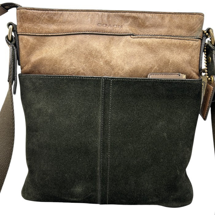 COACH コーチ ブリーカー レザー スウェード クロスボディ ショルダーバッグ 71096 ユニセックス ブラウン 本革 鞄 ブランド  中古 W４
