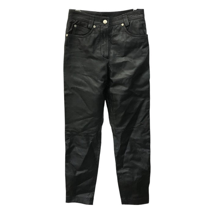 VERSACE ヴェルサーチ CLASSIC V2 レザーパンツ レディース 細身 ストレート ジップフライ ブラック 40サイズ 中古 T1