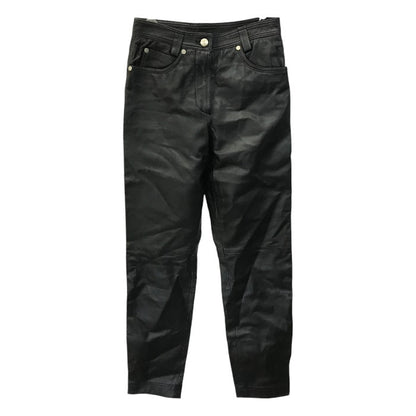 VERSACE ヴェルサーチ CLASSIC V2 レザーパンツ レディース 細身 ストレート ジップフライ ブラック 40サイズ 中古 T1