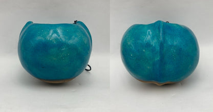 庄堂造 トルコ青 釣生 花器 中古 D4